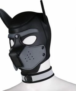 Banoch - Lindo Perrito Gris Neoprene - Honden Masker Puppy Play Grijs Neopreen -Cottelli Collection Shop 550x622 1