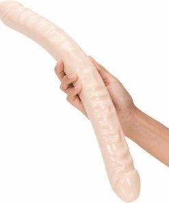 The Classics Doc Johnson Built In America Dubbele Dildo Veined Double Header White 18'' Wit - 45,21 Cm -Cottelli Collection Shop 550x626