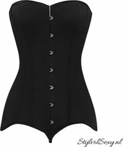 Merkloos Zwart Korset Model Extra Lang Met Haaksluiting En 12 Baleinen | Maat 36 | Sexy Korsetten -Cottelli Collection Shop 550x660