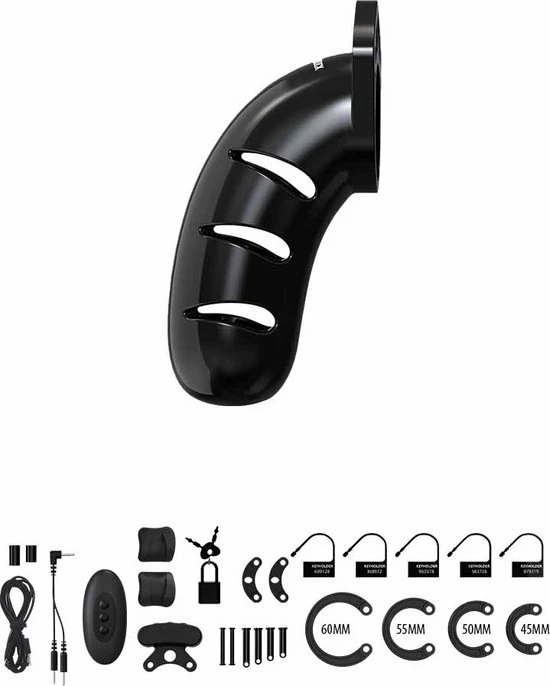 ManCageShots - ManCage Model 21 - Chastity - 4.5 - Cock Cage With Electro - Black 5 ManCageShots - ManCage Model 21 - Chastity - 4.5 - Cock Cage With Electro - Black - Afbeelding 5