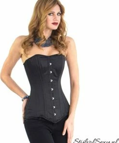 Merkloos Zwart Korset Model Extra Lang Met Haaksluiting En 12 Baleinen | Maat 36 | Sexy Korsetten -Cottelli Collection Shop 550x702 4