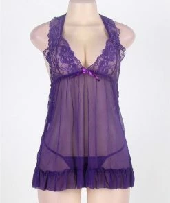 Merkloos Verleidelijk Kanten Nachtjurkje Luna | Paars | Maat 40 | Sexy Lingerie -Cottelli Collection Shop 550x715 5