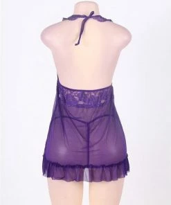 Merkloos Verleidelijk Kanten Nachtjurkje Luna | Paars | Maat 40 | Sexy Lingerie -Cottelli Collection Shop 550x715 6