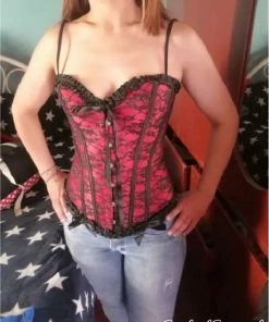 Merkloos Sexy Korset Met Haaksluiting En Baleinen | Kersenrood | Maat 44 | Sexy Lingerie Korsetten -Cottelli Collection Shop 550x733 6