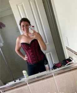 Merkloos Sexy Korset Met Haaksluiting En Baleinen | Kersenrood | Maat 44 | Sexy Lingerie Korsetten -Cottelli Collection Shop 550x733 7