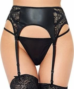 Merkloos Zwarte Leatherlook Jarretelgordel | Maat 44 | Sexy Lingerie