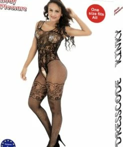 Body Pleasure Open Uitdagende Bodystocking - Luxe Cadeaubox - ROOD -Cottelli Collection Shop 550x749