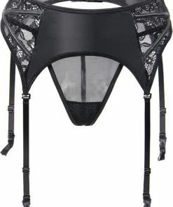 Merkloos Zwarte Leatherlook Jarretelgordel | Maat 44 | Sexy Lingerie -Cottelli Collection Shop 550x780 4