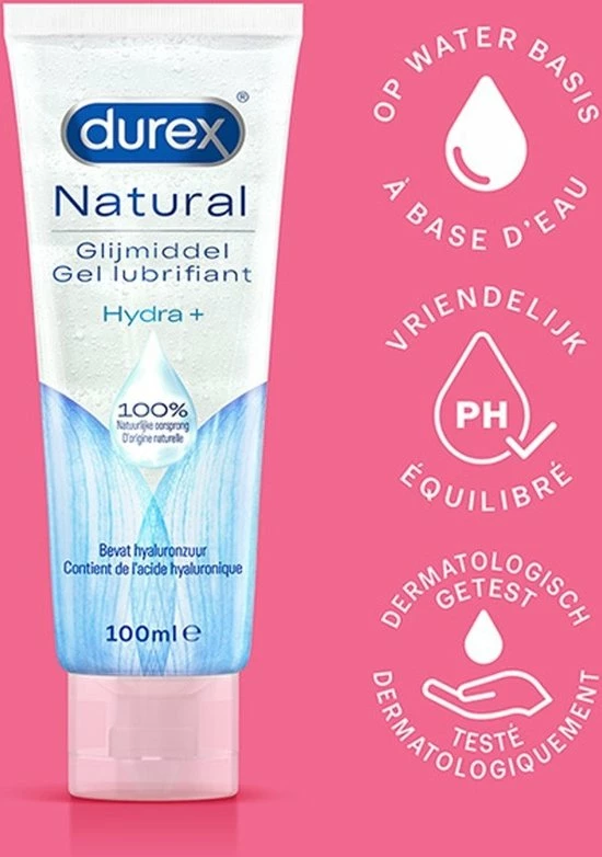 Durex Natural Hydra + - 100% Natuurlijk - Waterbasis Glijmiddel - 100 Ml 3 Durex Natural Hydra + - 100% Natuurlijk - Waterbasis Glijmiddel - 100 Ml - Afbeelding 3