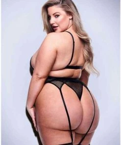 Baci Lingerie Lingerie Set 3Pc Strappy Bra, Garter & Panty Set, Queen Size Zwart -Cottelli Collection Shop 550x812 4