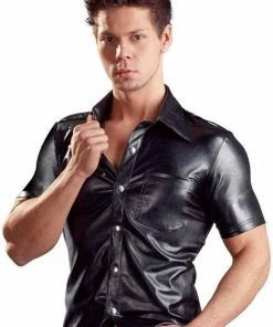 Svenjoyment Underwear Kunstleren Herenshirt Met Knopen