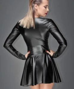 Noir Handmade Wetlook Mini Jurk Met Corset Lijfje - Medium -Cottelli Collection Shop 550x824 11